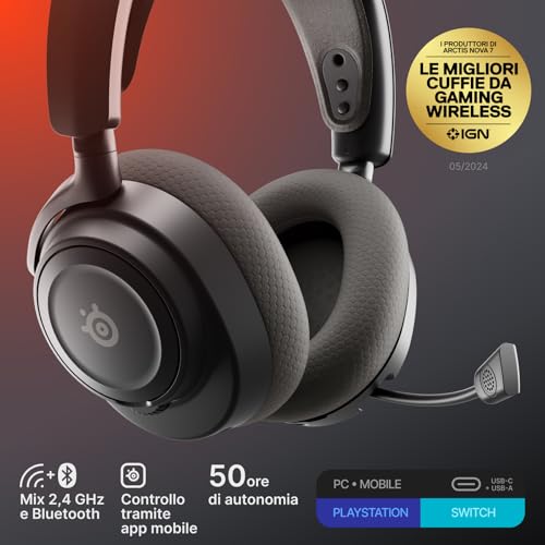 Arctis Nova 7 Wireless Gen 2 - cuffie da gioco - Controllo app in tempo reale - Oltre 50 h - Driver magnetici al neodimio - Mixabile 2,4 GHz/Bluetooth - PC, PS5, PS4, Switch 1/2, Mobile - Cuffia gaming - Immagine 1