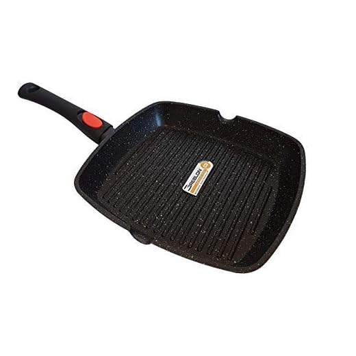 Cflagrant® Grillpanna, 24 cm, i stenutseende, avtagbart handtag, för alla spisar, inklusive induktionsspis, utan PFOA (perfluoroktansyra), stek utan fett, Greblon-beläggning C3+, tysk teknik