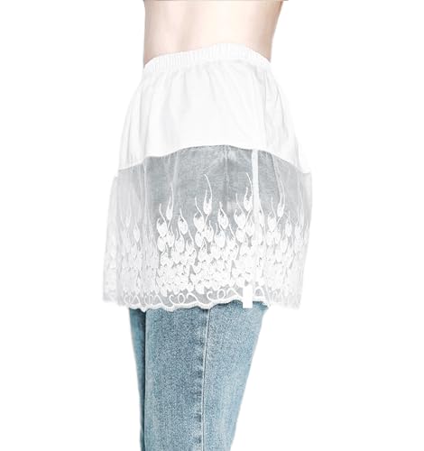 Image of Vanrose Jan Womens Lace Shirt Extender See Through Lace Underskirts Layering Half Slip Clothing Accessories