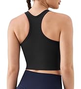 K-Swiss Women's Crop Tank Top - Racerback Longline Sports Bras Built-in Padding Workout Yoga Gym