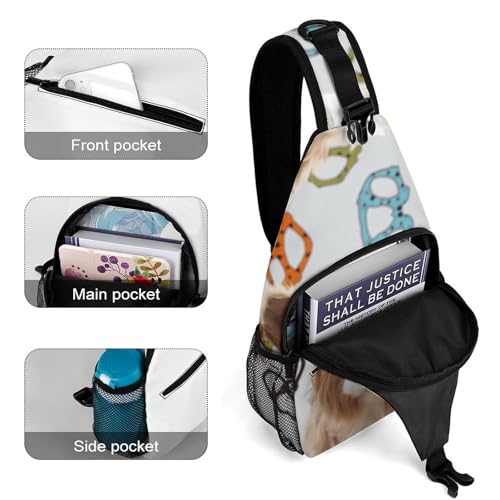 Mochila tipo sling deportiva casual unisex blanca miniatura 4