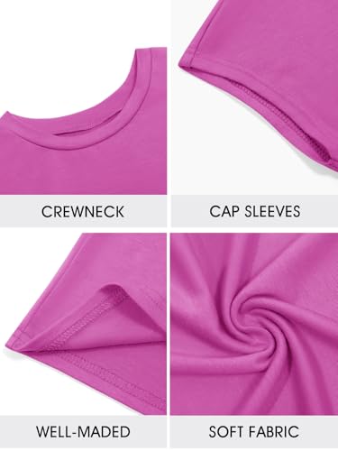 Image of Imily Bela Girls Short Sleeve T Shirts Crew Neck Cap Sleeve Tank Tops Casual Loose Summer Shirt Kids 5-14 Years
