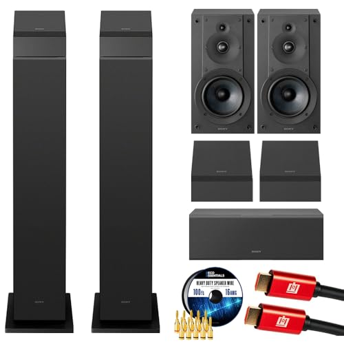 Sony SS-CS3M2 3-Way 4-Driver Hi-res Floorstanding Speaker, Black (Pair) 2025 Bundle with Center...