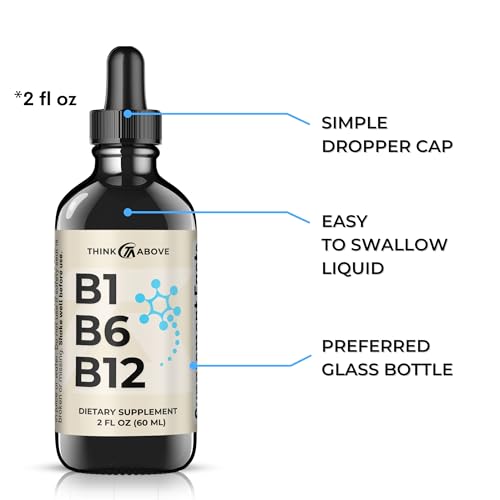 B1 B6 B12 Vitamin Liquid Drops - Daily Wellness Support Supplement - Fruity-Like Flavor - Methylcobalamin, Thiamine, Pyridoxine - 60 Day Supply - 2 oz - for Men and Women - Simply Made