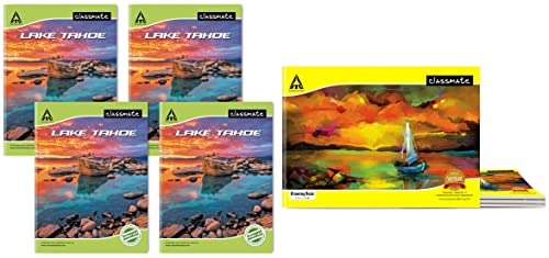 Image of Classmate Drawing Book - Unruled, 40 Pages, 210 mm x 297 mm - Pack of 4 & Classmate Notebook - Single Line, 140 Pages, 240 mm x 180 mm - Pack of 4