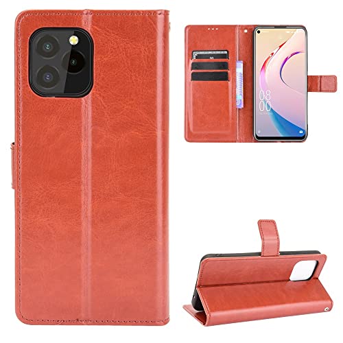 Oukitel C21 Pro�g�ѓd�b�E�H���b�g�P�[�X�̏ꍇ�A pu�v�z���_�[�J�[�h�X���b�g�J�o�[Uitra-Thin�f�U�C���ϏՌ��t���b�v�ی�P�[�X(Brown)