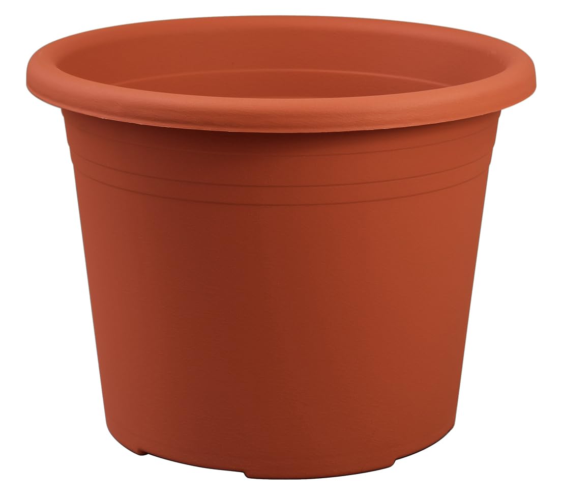 Dehner Maceta Cylindro Resistente a Las heladas/Resistente a los Rayos UV/Resistente a la Intemperie, Maceta reciclada, diámetro Aprox. 40 cm, Altura 28 cm, plástico, Terracota