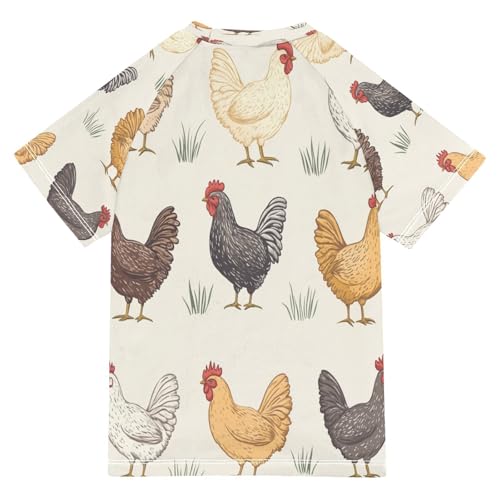 Boys Short Sleeve T-Shirts Chicken Cartoon Pattern Rashguard Kids Swim Shirts Sun UPF 50+ Multicoloured2