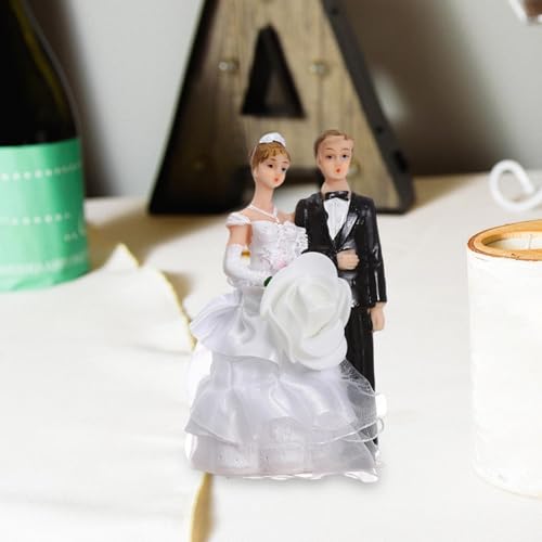 Figurines de mariés avec voiles blancs et décoration de buffet de mariage - 4