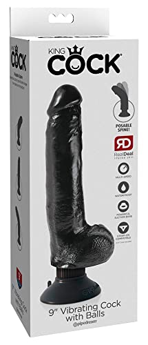 Rey vibrador realista de 9 pulgadas con potentes bolas vibrantes para placer intenso