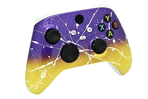 Image of Hand Airbrushed Fade Custom Controller Compatible with Xbox Series X /S & Xbox One (Series X /S Purple & Yellow White Drip)