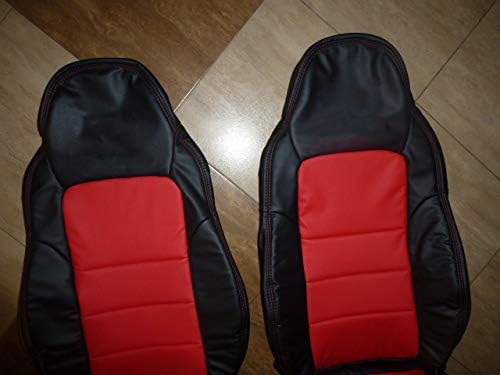 Interior Innovations Custom Synthetic Leather Seat Covers for 2005-11 C6 Sport Seats Black with Red Inserts