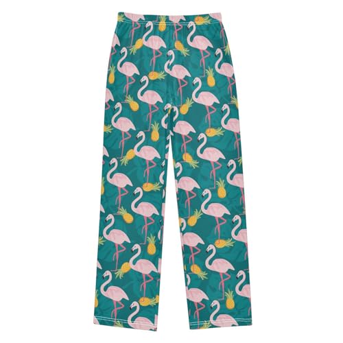 ZZXXB Pink Flamingo Pineapple Boys Long Pants Soft Trousers Elastic Waist Kids Lounge Bottoms with Pockets S-XL