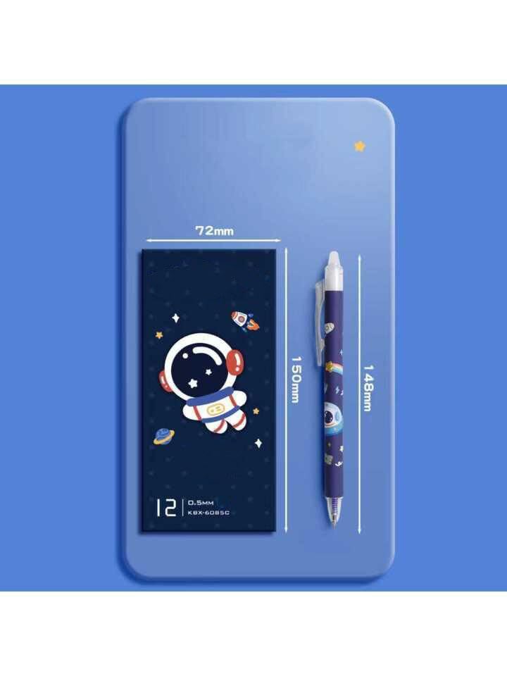 Image of 12 Pcs Smooth Writing Eresable Gel Pen, Erasable Pen 0.5 mm, Erasable Pens with Magic Eraser, Kawaii Pens, Birthday Return Gifts for Kids -Blue Ink (Blue)