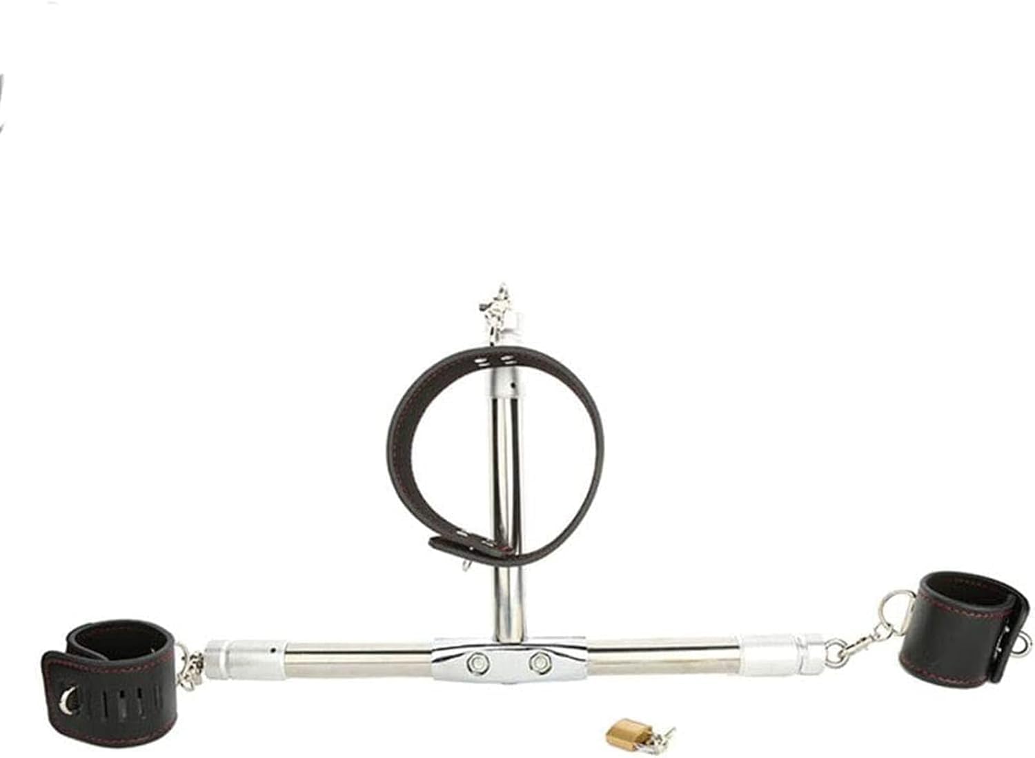 Edelstahl Bondage Erotik Set für Paare, Slave Fetisch Restraint Spreizstange mit Einstellbare Kragen/Halsbänder und Handfesseln Sexspiele Fetisch Sexspielzeug für Frauen Mann,Silber,paare