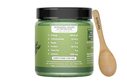 Image of Spirulina Powder (200g | 7 oz) | For Men & Women | Natural Superfood | Support Digestion & Skin health | Rich in Protein, Vitamins & Minerals | Boost Energy & Immunity with Spoon.