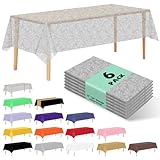6 Pack Premium Disposable Plastic Lace Tablecloth 54' x 108' Party Table Cloths Disposable for 6 to 8 Foot Tables Indoor or Outdoor Parties Birthdays Weddings Christmas Anniversary Buffet Table (Lace)