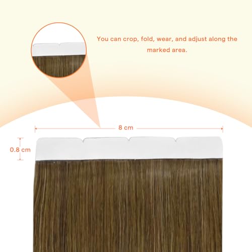 Image of Full Shine Wide Tape in Hair Extensions, Medium Brown Honey Blonde 22 Inch | 75g 15 PCS, Invisible Hair Extensions Tape In, Wide Strip Structure, Enhanced Fullness, Natural Flow, Styling Options