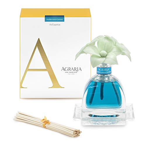 AGRARIA Mediterranean Jasmine Scented AirEssence Diffuser, 7.4 Ounces with Reeds and Flowers