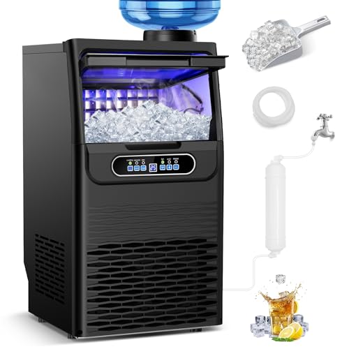Image of Commercial Ice Maker 100 Lbs /24H, Dual Water Inlet Options, Rapid 36 Ice Cubes in 9-15 Mins, Stainless Steel Ice Under Counter /Freestanding Machine for Home, Party, Office