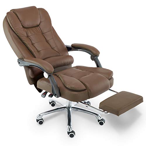Lenharo Cadeira para Escritório Giratória com apoio para os pés - Marrom - LMS-BY-8436-T3 - Marrom 1 41OQGxMFKTL
