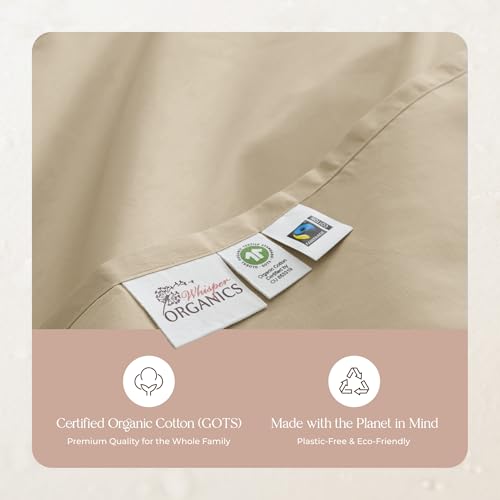 Image of Certified Organic King Flat Sheet Only - 100% Organic Cotton Top Sheet with Luxurious Soft and Breathable 300 Thread Count Sateen Weave Finish - GOTS & Fairtrade Certified (Dune, King)
