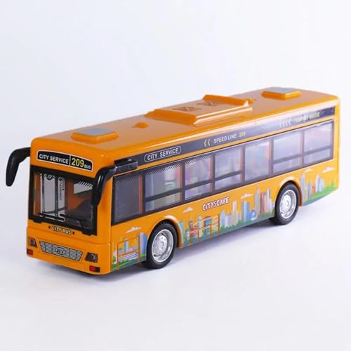 Image of DEOXY Bus Double Decker Toys for Kids Diecast Metal Alloy London Light & Music Open Door Collection Toys for Boy Kids (Orange Bus)