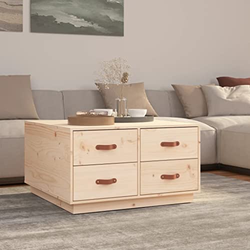 AJJHUUKI Muebles de exterior - Mesa de centro 80 x 80 x 45 cm, madera maciza de pino