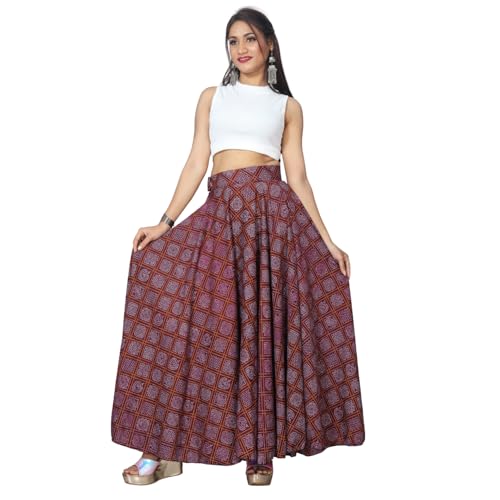 Image of JYESHTA Women's American Crepe Flared A Line Stitched Long Skirt with 12 Mtr Flare 40 in Height | Skirts for Women Long Length | Long Skirts for Girls