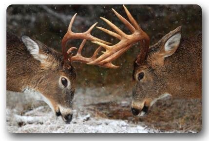 Mugod Cerf Grande Paillasson Dos en néoprène antidérapant extérieur d'intérieur de Salle de Bain Décor de Cuisine Tapis Tapis Welcome Paillasson Cover