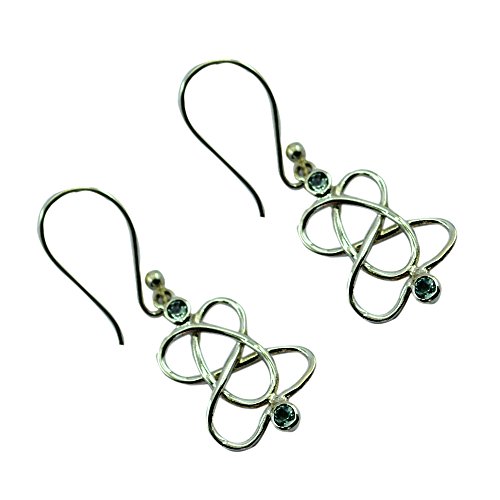 Topaze bleue naturelle boucles d'oreilles argent 925 cadeau femme
