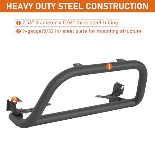 Image of Hooke Road 14-18 Forester Tubular Bull Bar Front Bumper Guard for Subaru Forester 2014 2015 2016 2017 2018, Offroad Heavy Duty Steel Rally Push Bar with 2 Light Mounts, Bolt-on Installation