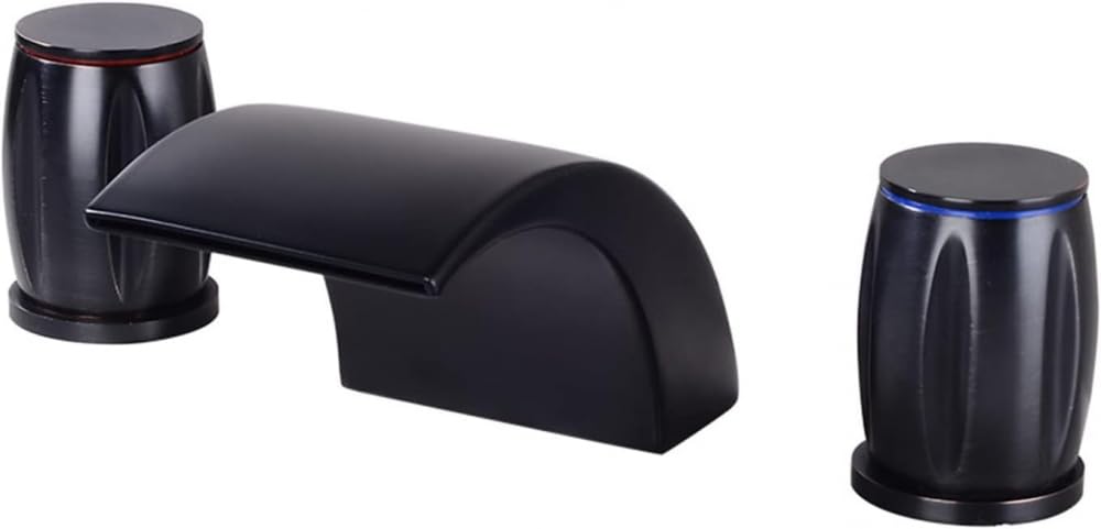 Robinet de vanité de salle de bains cascade noir mat haut de gamme double commande Nero