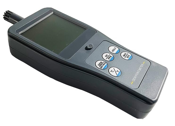 Digital Dewpoint Meter Handheld Dewpoint Meter with High Accuracy 6 Testing Parameters Resolution 0.01 Dew Point Temperature Range -45~120°C (-49~248°F) Absolute Humidity Range 0~400g/m³