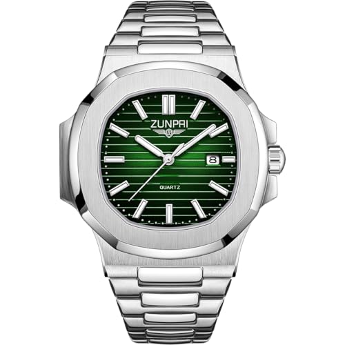 Image of ZUNPAI Watches for Men Business Dress Quartz Wristwatch Male Classic Watch Stainless Steel Strap Analog Waterproof with Luminous Calendar
