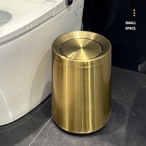 Caneca de basura 10L acero inoxidable oro cepillado con tapa basculante miniatura 2