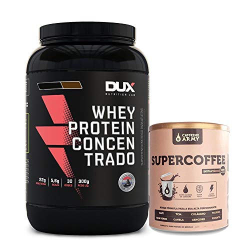 Whey Concentrado Dux 900g Cookies + Supercoffee 220g