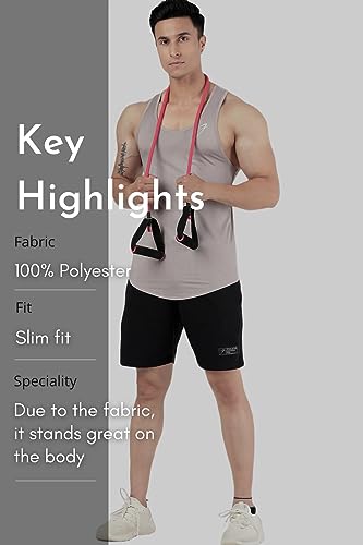 Image of FUAARK Surge Slim Fit Solid Gym Tank Tops for Men