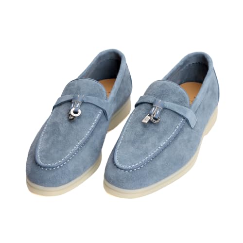 Image of XOBZJH Women's Leather Suede Loafers Flats - Slip-On Penny Loafers with Soft, Comfortable Driving & Dress Shoes for Casual Office Work All Day