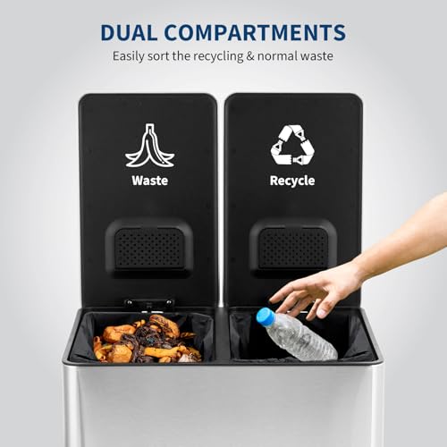 Caneca de basura doble 8 gal acero inoxidable miniatura 3