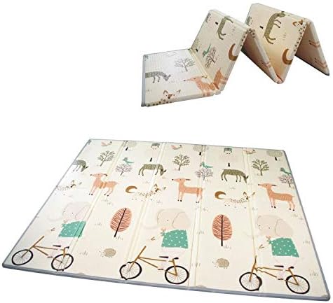 Gupamiga Baby Folding mat Play mat Extra Large Foam playmat Crawl mat Reversible Waterproof Portable Double Sides Kids Baby Toddler Outdoor or Indoor Use Non Toxic, Colorful (70x78.8x0.6inch)