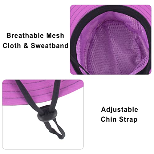 Mukeyo Toddle Child Kids Girl Summer Sun Hat Wide Brim Uv Protection Hats Foldable Ponytail Bucket Cap For Beach Fishing Purple #TOP4