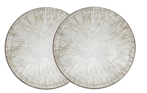 Van Well Assiettes à pizza italiennes Crète grandes ø 33 cm – Assiettes XL en porcelaine pour pizza, pâtes et salade – Convient au micro-ondes, lavable au lave-vaisselle, bien empilables (Crète, 2