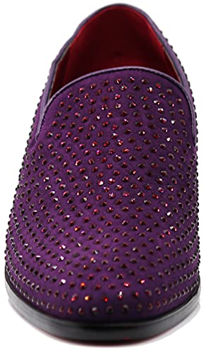 Image of SPK26 Men's Vintage Velvet Rhinestone Designer Dress Loafers Slip On Shoes Classic Tuxedo Dress Shoes