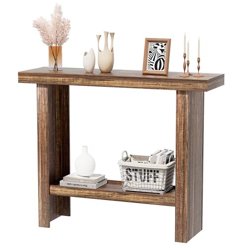 LIFECHOVY Farmhouse Wood Entryway Table Narrow Console Tables with Storage