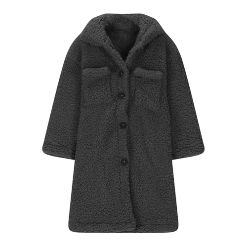 Boys Girls Fuzzy Fleece Jacket Long Sherpa Winter Coats Button Down Faux Fur Windbreaker Overcoat with Pockets4