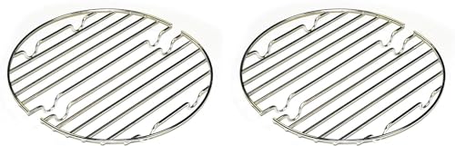 CanCooker Round Outdoor Stainless Steel Two Piece Rack, Raising Food Up and Prevents Burning and Sticking Meals, Silver (2 Pack)
