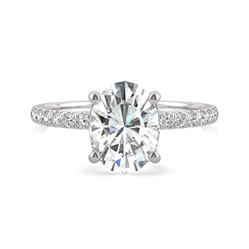Charles & Colvard Created Moissanite 9x7mm Oval Cut Engagement Ring for Women | 2.34 cttw DEW | Lab Grown | Solid 14K White Gold with Rhodium4