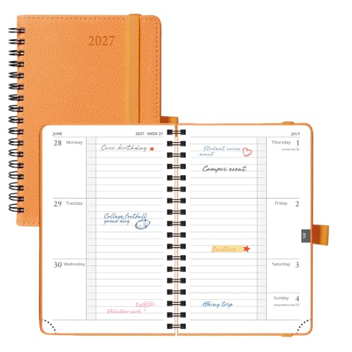 POPRUN 2027 Pocket Calendar, 4" x 6.25" Small Weekly Planner, Mini Agenda