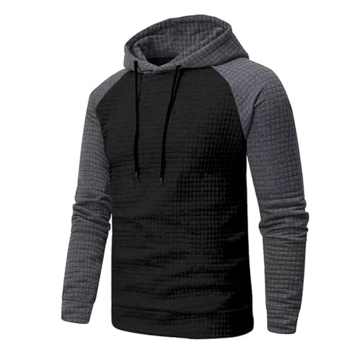 Mens Hoodies Pullover Big and Tall Long Sleeve Drawstring Hooded Sweatshirts Casual Color Block Waffle Knit Sweaters2